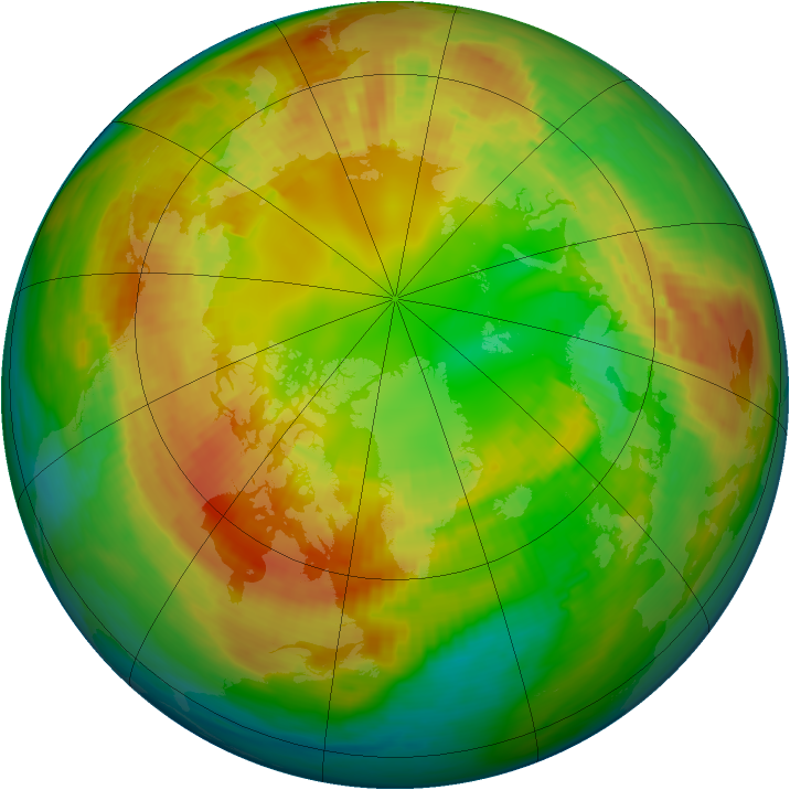 Arctic ozone map for 21 February 1992